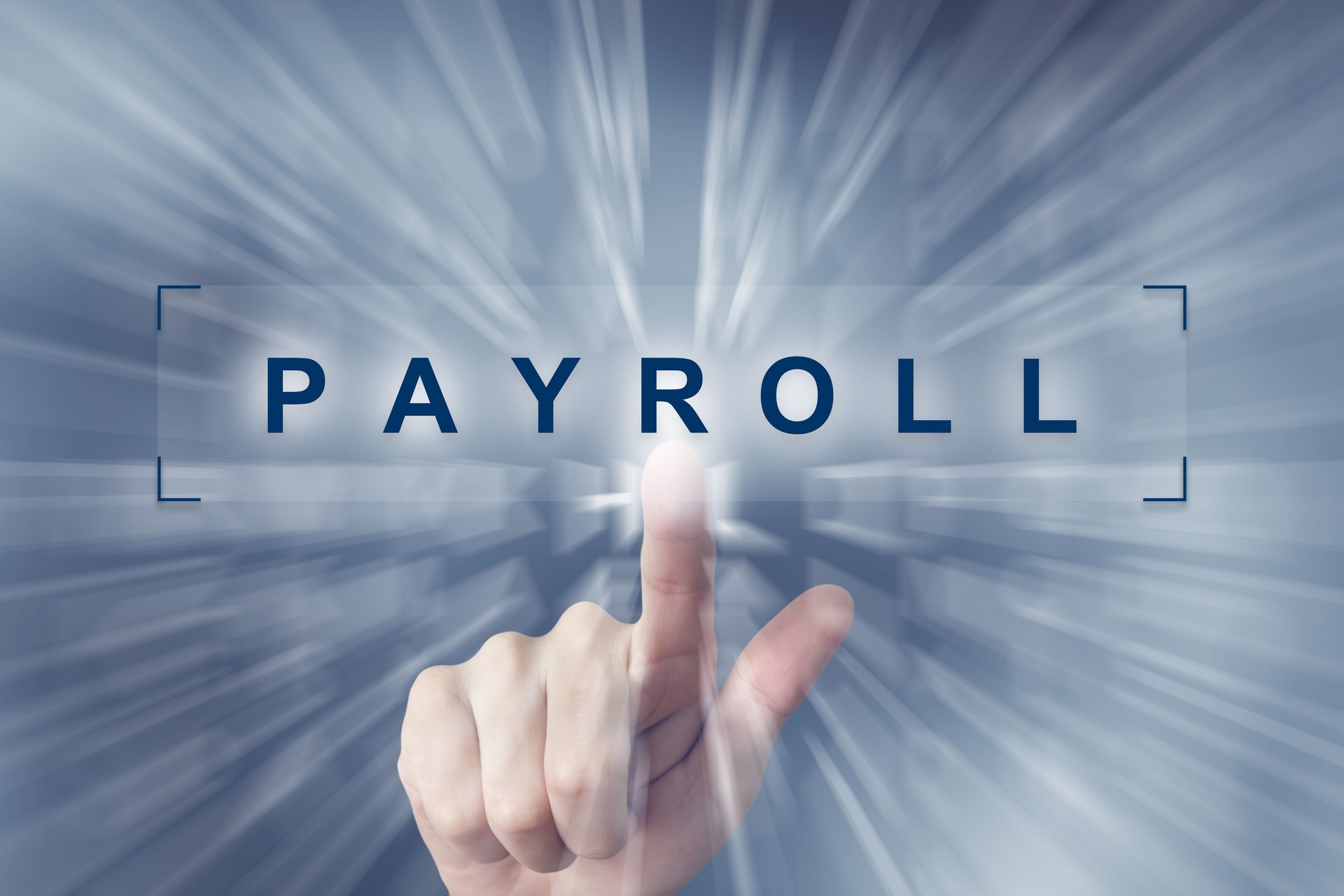 hand clicking on financial payroll button