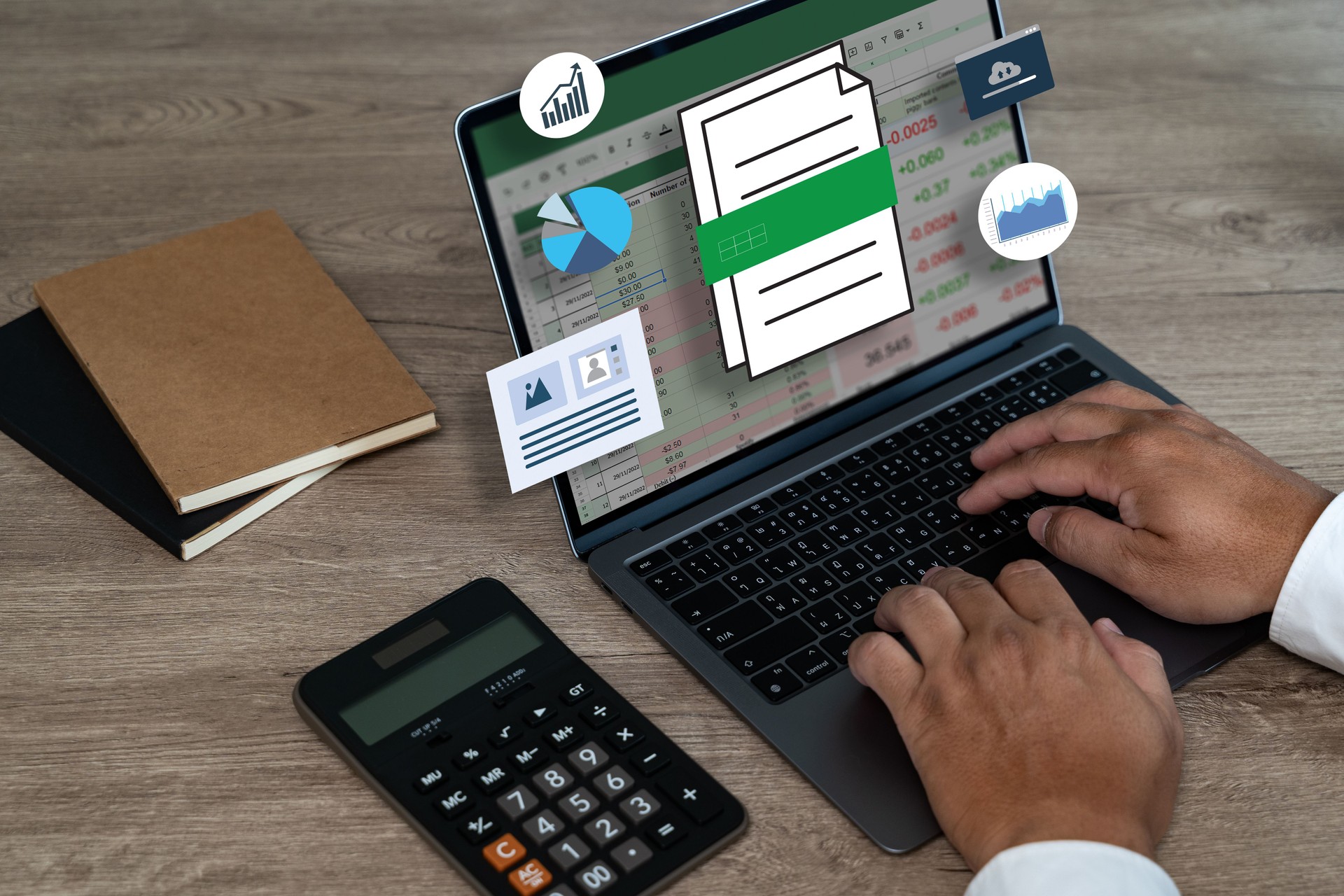 businessman working with data and graphs in spreadsheet documents for online analysis Microsoft Excel project dashboard accounting digital